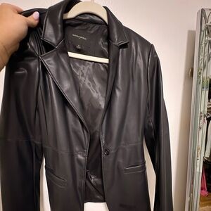 Banana Republic Black Faux Leather Blazer